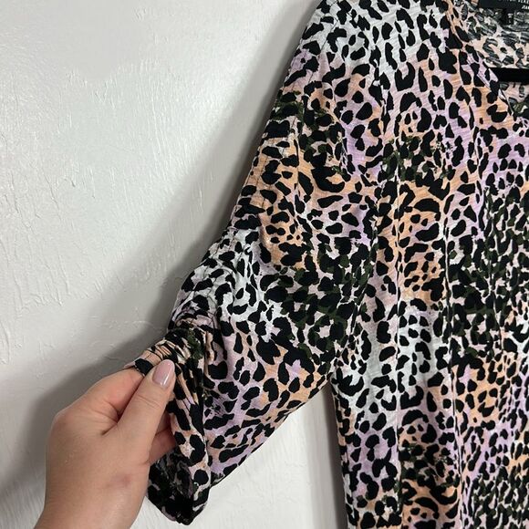 Veronica Beard Cotton Multicolored Leopard Print Top Blouse Size L - Picture 2 of 8